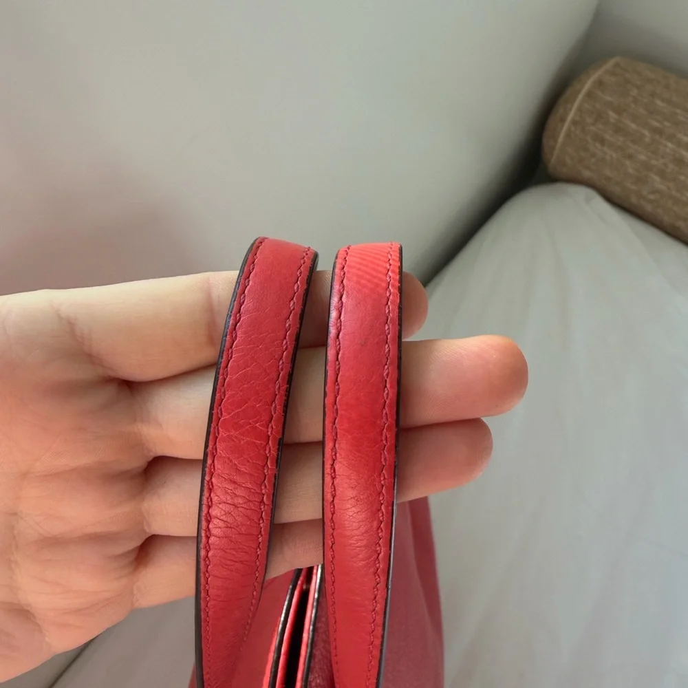 COACH Red Pebbled Leather Tote with Gold Hardware